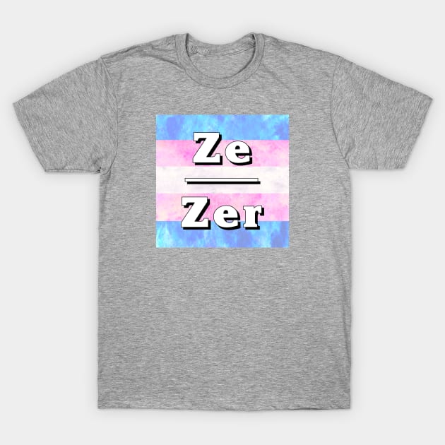 Ze-Zir Pronouns: Trans Pride T-Shirt by Tiger Torre